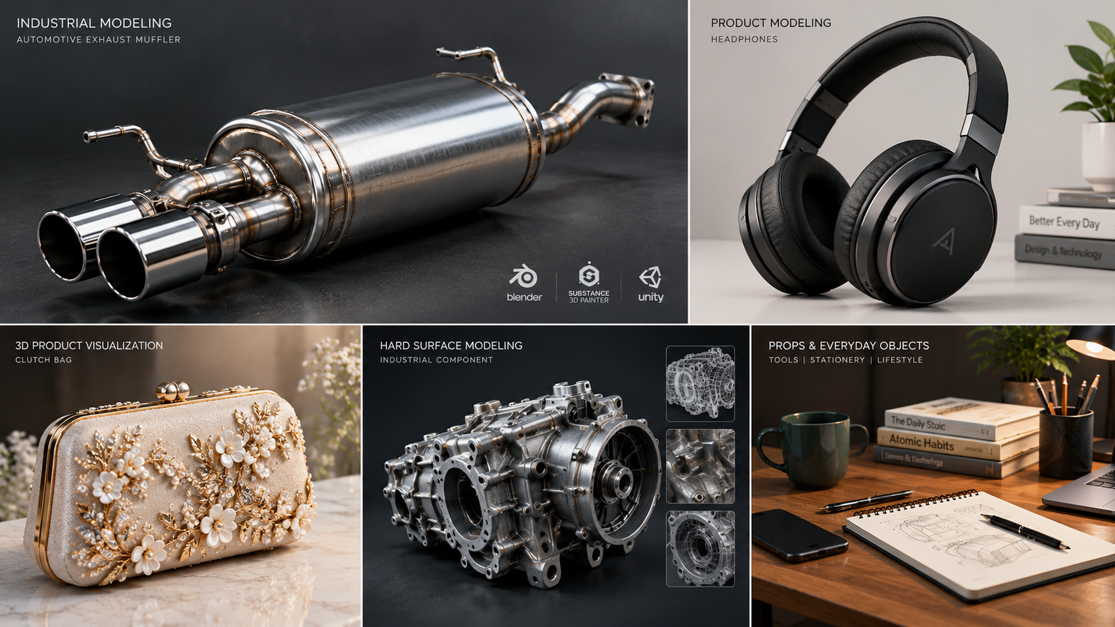 I will create professional 3D models of products props and hard surface objects